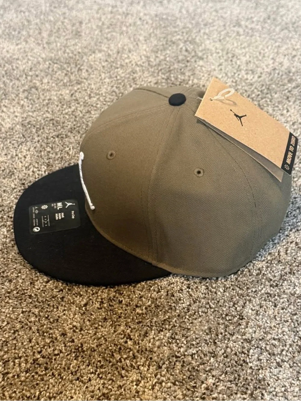 Jordan Snapback Cap in Olive Green and Black with White Jumpman
